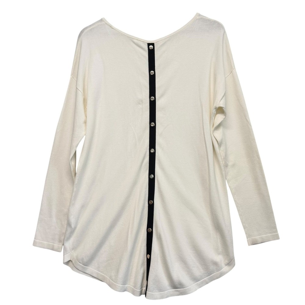 Soft Surroundings Tunic‎ Top Womens M Ivory Minimalist Lagenlook Long Sleeve
